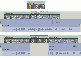 Clips before an insert edit (top) and after an insert edit (bottom)